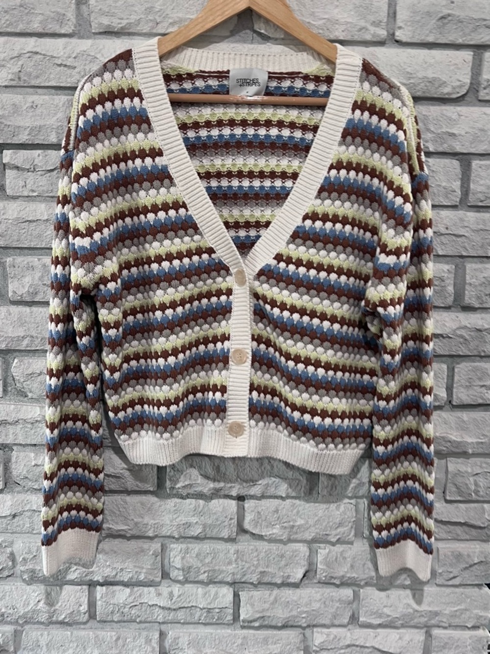 Stitches and stripes cardigan sweater size medium euc